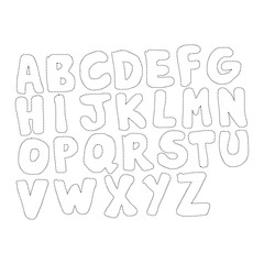 Vector illustration black polka dot spotted alphabet uppercase letters and numbers