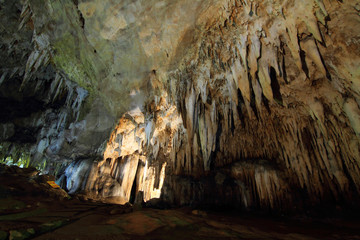 stalagmite and stalactite in the cave