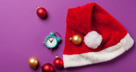 Alarm clock and Santas hat