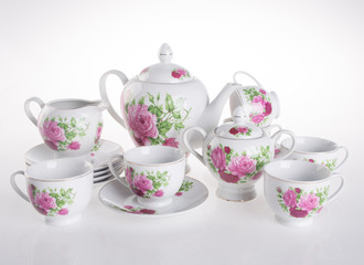 tea sets. tea sets on a background