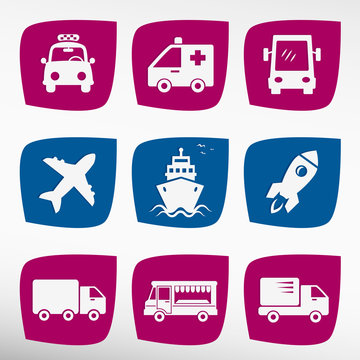 Set of 9 transportation icons