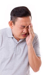 man suffering from eye sickness