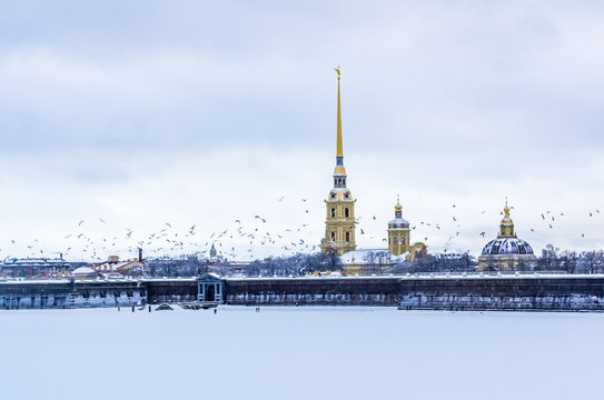 View on Peter and Paul Fortress in Saint-Petersburg, Russia