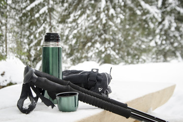 Winter mountain nordic walking accesories
