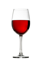 Red wine in a glass isolated on white background - realistic