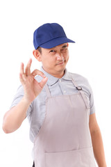 worker, employer with ok hand gesture