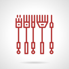 Red line vector icon for tattoo needles kit