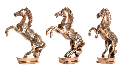 Statuette of a horse. Horse Jumping. Bronze Cup horse racing.