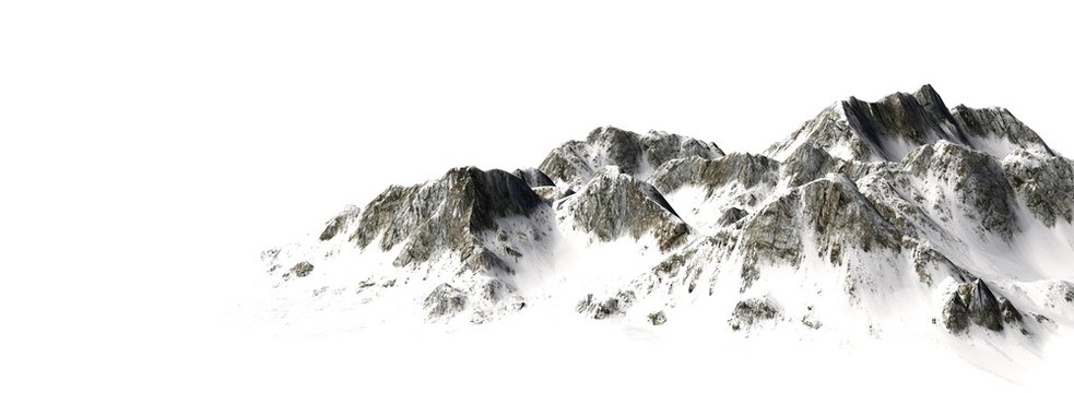 
Snowy Mountains - Mountain Peak - separated on white background