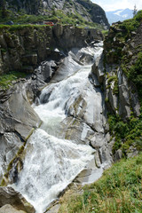River at Devil's bridge at St. Gotthard pass on the Swiss alps