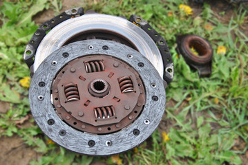 Old clutch removed from car