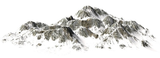 
Snowy Mountains - Mountain Peak - separated on white background