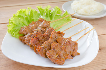 Grilled pork with sticky rice