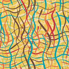 Seamless pattern of wavy colored lines