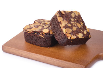 Brownies on wood plate