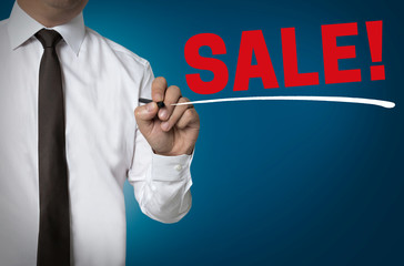 Sale is written by businessman background