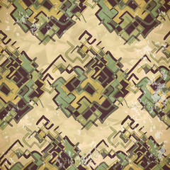 Textile seamless pattern of squares and lines chocolate color in