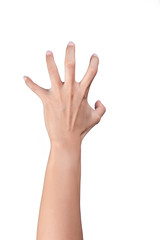 Girl's hand gestures showing person view isolated