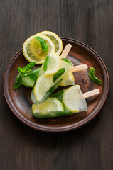 A refreshing iced lemon and mint juice