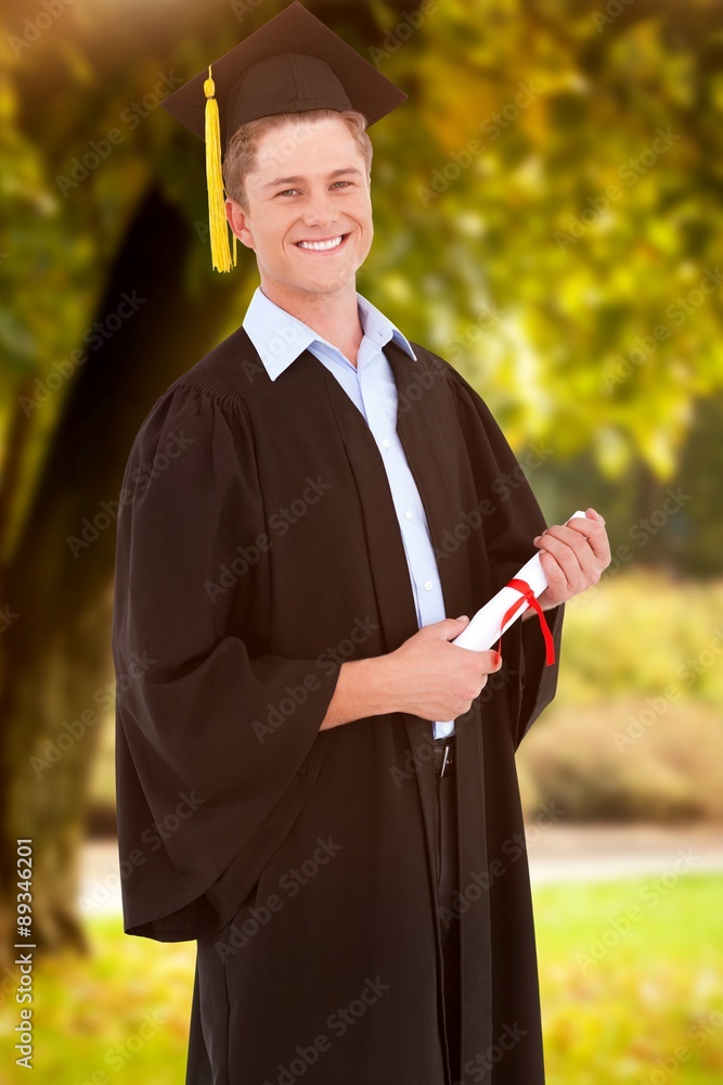 Poster composite image of a smiling man looking at the camera