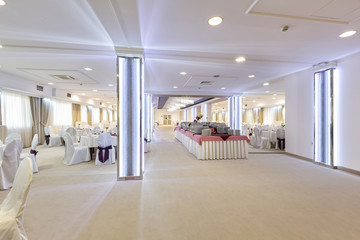 Wedding hall or other function facility set for fine dining 