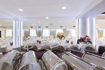 Wedding hall or other function facility set for fine dining 