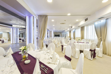 Wedding hall or other function facility set for fine dining 