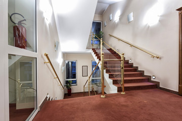 Stairs in hotel corridor
