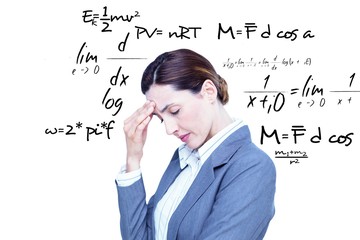 Fototapeta premium Composite image of concentrating businesswoman