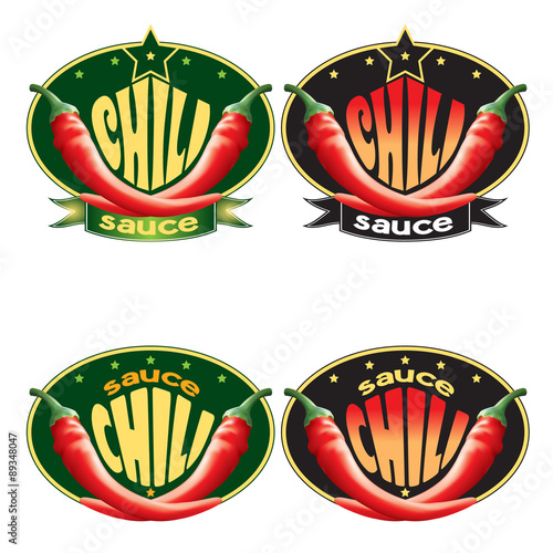 "set of templates labels for sauce chili" Stockfotos und lizenzfreie
