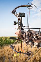 Hunter in camouflage with his bow 