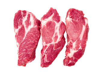 Three boneless pork collar butt slices