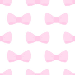 Vector seamless pattern, tile wallpaper with pink bows on white background