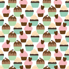 Cute cupcake vector pattern