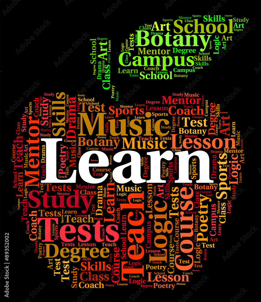 Poster learn word means tutoring text and training