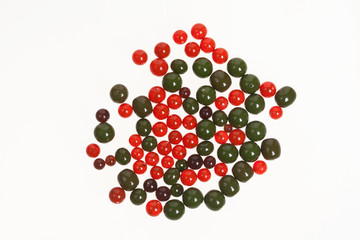 red and green amber stones