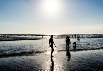 silhouette walking  woman