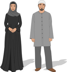 Muslim couple wearing traditional clothes