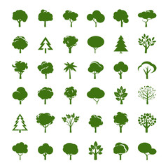 Set of Grey Trees. Vector symbol and icon.