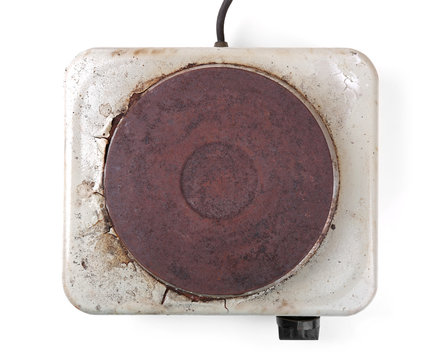 Top View Of Old Rusty Electric Cooker