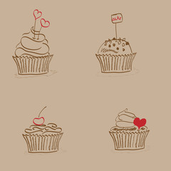 hand drawn cakes with decorations