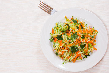 fresh vegetables salad with cucumber and carrot