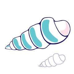 abstract sea shell silhouette isolated on white background hand drawn vector