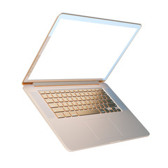 Golden anodize laptop isolated on white