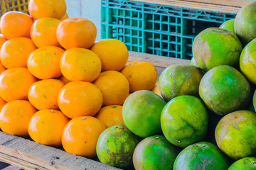Many Tangerine with Many Orange On Table, selective focus point.