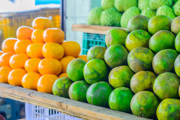 Many Tangerine with Many Orange On Table, selective focus point.