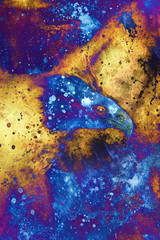 painting eagle on abstract background, wings to fly
