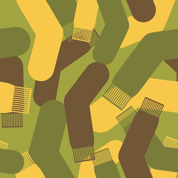 Army pattern of socks. Military Vector texture camouflage sock.