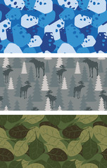 Military set of textures. Winter blue Camo made of cheese. Grey
