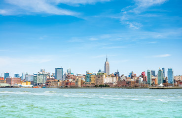 New York City with Manhattan Skyline over Hudson River.. - obrazy, fototapety, plakaty